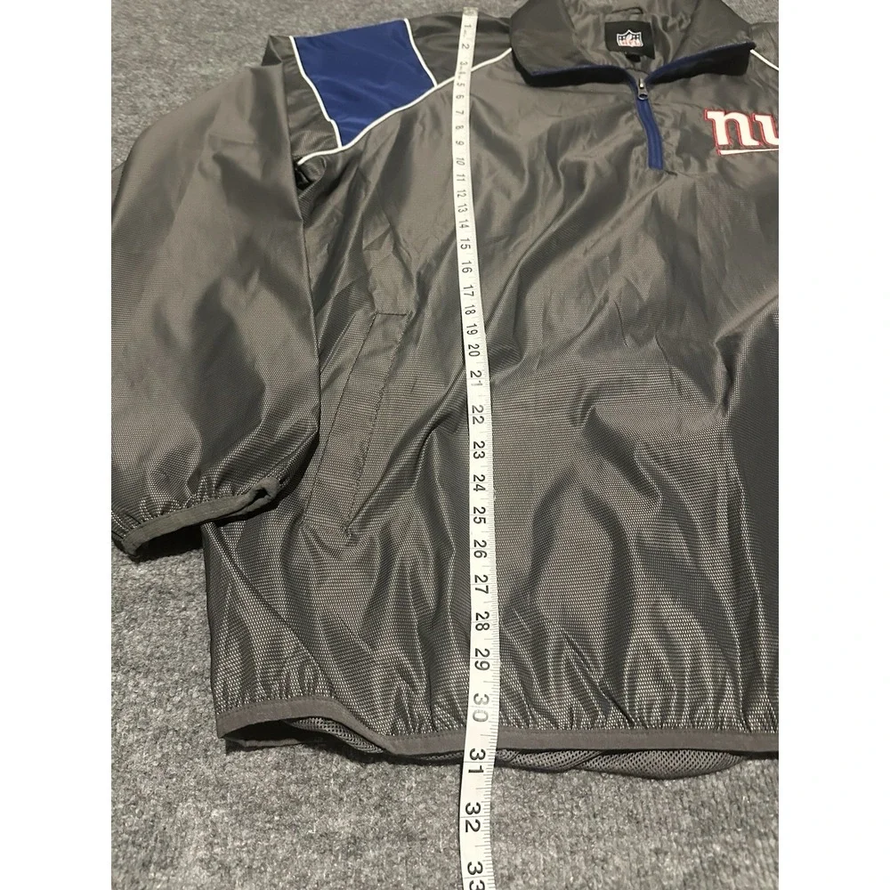 NFL Team Apparel New York Giants Mens 1/4 Zip Grey Coaching Windbreaker Shirt